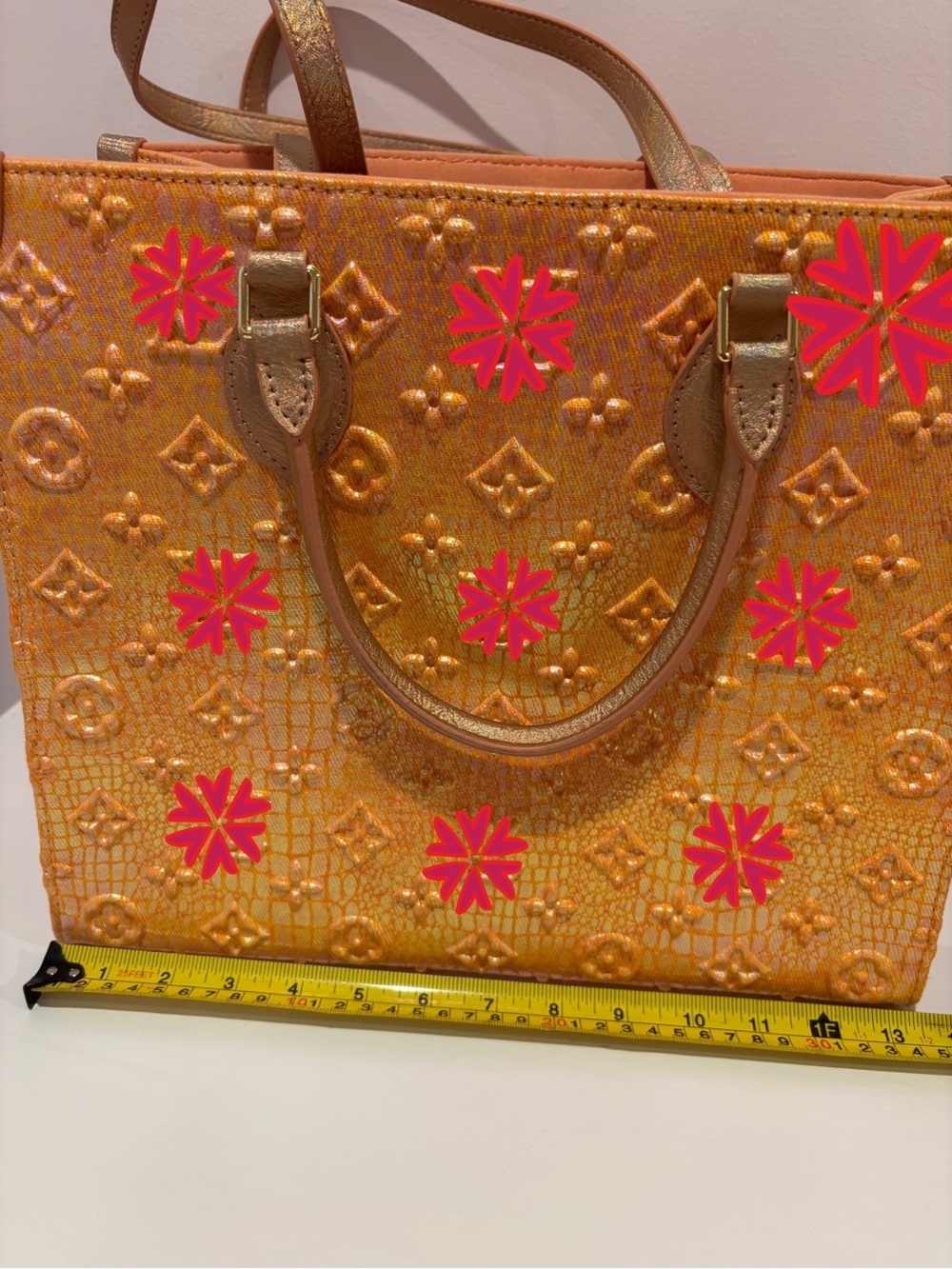 Orange/Gold Textured Tote Bag
